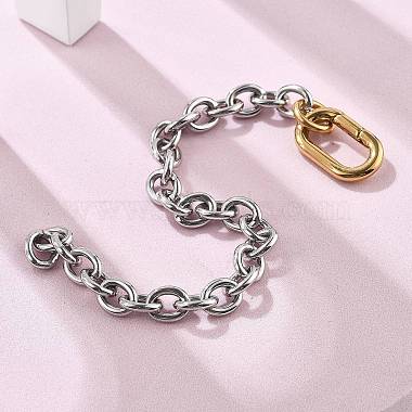 304 Stainless Steel Cable Chain Bracelets for Women Men(BJEW-C089-09GP)-3