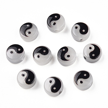 Black Flat Round Acrylic Beads