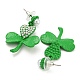 Saint Patrick's Day Zinc Alloy Clover Dangle Stud Earrings with Rhinestones(EJEW-Q784-03P-01)-2