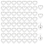 60Pcs Tibetan Style Alloy 2-Loop Heart Links Connector Charms, Antique Silver, 25x25x1.5mm, Hole: 2mm and 1.5mm(FIND-FG0005-02)