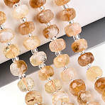 Heated Natural Citrine Beads Strands, with Seed Beads, Faceted, Rondelle, 7~8.5x5~7mm, Hole: 1mm, about 44~56pcs/strand, 14.96~15.55 inch(38~39.5cm)(G-T144-A01-11)
