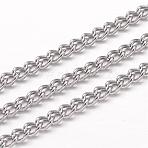 Tarnish Resistant 304 Stainless Steel Curb Chains, Twisted Chains, Unwelded, Stainless Steel Color, 4x3x0.8mm(CHS-K004-04P-0.8mm)