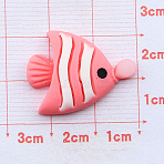 Ocean Theme Opaque Resin Cabochons, Sea Animals Cabochon, Light Coral, Fish Pattern, 20~25mm(OCEA-PW0001-75A)