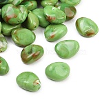 Opaque Acrylic Imitation Gemstone Beads, Teardrop, Two Tone, Lime Green, 18.5x13x8mm, Hole: 1.5mm, about 366pcs/500g(OACR-G064-09B)
