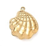 304 Stainless Steel Pendants, Shell Shape Charms, Golden, 22x17.5x6.5mm, Hole: 1mm(SA-CBA1975-04G-01)
