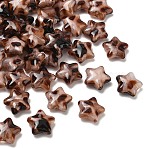 Leopard Print Opaque Acrylic Beads, Star, Two Tone, Coconut Brown, 19x20x8.5mm, Hole: 2mm, 288pcs/500g(OACR-B052-08)