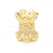 Brass Micro Pave Cubic Zirconia Spacer Beads, Lotus, Real 18K Gold Plated, 7.5x7mm, Hole: 2.5mm(X-KK-P228-57G)