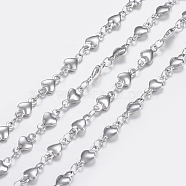3.28 Feet 304 Stainless Steel Chains, Heart Link Chains, Soldered, Stainless Steel Color, 8.5x4x1.5mm(X-STAS-P197-041P)
