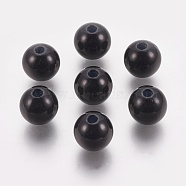 ABS Plastic Imitation Pearl Beads, Round, Black, 6mm, Hole: 2mm, about 4500pcs/500g(KY-G009-6mm-01)