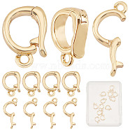 14Pcs Brass Fold Over Clasps, with Loop, Real 18K Gold Plated, 10x7x2.5mm, Hole: 1.2mm(KK-CN0002-23)