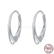 Sterling Silver Leverback Hoop Earring Findings, Silver, 17x11x1.5mm, Hole: 3.5x1mm, Pin: 0.8mm(X-STER-M104-02S)