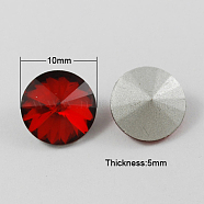Glass Pointed Back Rhinestone, Rivoli Rhinestone, Back Plated, Cone, Red, 10x5mm(RGLA-R003-10mm-8)
