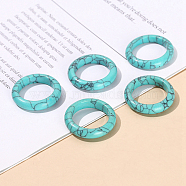 Synthetic Turquoise Plain Band Finger Rings, Inner Diameter: 18~20mm(PW-WG26698-08)