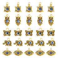 Tibetan Style Alloy Pendant, with Evil Eye Resin Bead, Antique Golden, 16~24mm, Hole: 2.5~3mm, 5pcs/set(PALLOY-TAC0071)