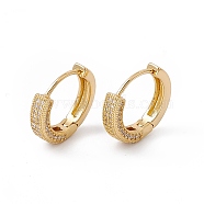 Cubic Zirconia Hinged Hoop Earrings, Real 18K Gold Plated Brass Jewelry for Women, Cadmium Free & Nickel Free & Lead Free, Clear, 15x16x3.5mm, Pin: 0.8mm(EJEW-B014-09G)