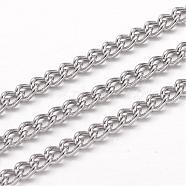 304 Stainless Steel Curb Chains, Twisted Chains, Unwelded, Stainless Steel Color, 4x3x0.8mm(CHS-K004-04P-0.8mm)