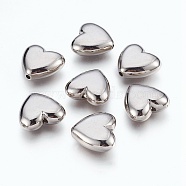 CCB Plastic Beads, Heart, Platinum, 20x21.5x8.5mm, Hole: 2mm(CCB-E056-10P)