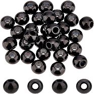 30Pcs Round 304 Stainless Steel Beads, Electrophoresis Black, 8x7mm, Hole: 3mm(STAS-UN0025-14)