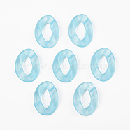 Transparent Acrylic Linking Rings, Quick Link Connectors, for Curb Chains Making, Frosted, Unwelded, Twist, Cyan, 39.5x29.5x7.5mm, Inner Diameter: 22x11mm(OACR-T024-01-K01)