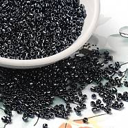 Electroplate Glass Seed Beads, Metallic Colours, Cylinder, Black Plated, 2x1.5mm, Hole: 1mm, about 58967pcs/pound(SEED-S042-01B-18)