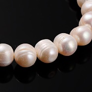 Natural Cultured Freshwater Pearl Beads Strands, Round, PeachPuff, 8~9mm, Hole: 0.8mm, about 45pcs/strand, 14.17 inch(PEAR-E002-39-01)