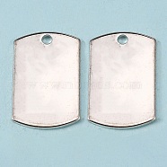 Brass Pendants, Stamping Blank Tag, Rectangle, Silver Color Plated, 25x15.6x1mm, Hole: 2mm(KK-WH0034-47S)