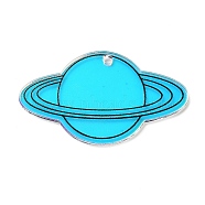 Acrylic Pendants, Blue, Planet, 41.5x24x1.5mm, Hole: 1.6mm(OACR-A034-03C)