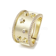 Brass Adjustable Rings, with Micro Pave Cubic Zirconia, None, US Size 7 1/4(17.5mm)(RJEW-K257-85C-G)