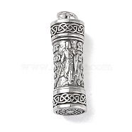 Openable 316 Surgical Stainless Steel Urn Ashes Pendants, with Jump Ring, Column Charm, Antique Silver, Soldiers, 46x15x13.5mm, Hole: 6.5mm(STAS-E212-29AS-01)