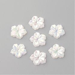 Acrylic Cabochons, AB Color Plated, Flower, White, 12.5x13x2mm(MACR-Q183-06)