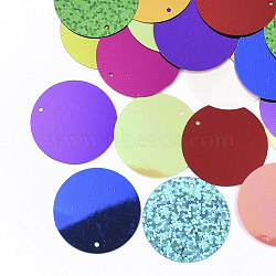 Ornament Accessories, PVC Plastic Paillette/Sequins Beads, Single Face Laser Bright Flake, Flat Round, Mixed Color, 29x0.4mm, Hole: 1.4mm, about 40pcs/bag(PVC-T005-089B-01)