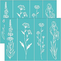 Self-Adhesive Silk Screen Printing Stencil, for Painting on Wood, DIY Decoration T-Shirt Fabric, Turquoise, Flower Pattern, 195x140mm(DIY-WH0337-056)