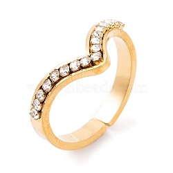 304 Stainless Steel Finger Ring for Women, with Cubic Zirconia, Golden, 11mm, US Size 6~9(16.5~18.9mm)(RJEW-C086-12-G)