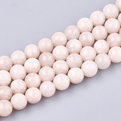 Natural Quartz Beads Strands, Round, Dyed, Pink, 8mm, Hole: 1mm, about 45~47pcs/strand, 14.1 inch~14.9 inch(G-T108-31B-1)