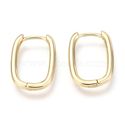 Brass Huggie Hoop Earrings, Oval, Real 18K Gold Plated, 16x12x2mm, Pin: 1mm(EJEW-F245-07G)
