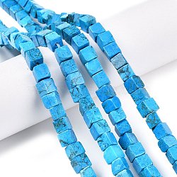 Natural Turquoise Beads Strands, Cube, 6~7x6~6.5x6~6.5mm, Hole: 1mm, about 60~61pcs/strand, 15~15.366''(38.1~39cm)(G-T139-6x6-10A)