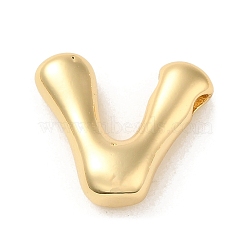 Brass Pendant, Real 18K Gold Plated, Letter V, 19.5x21x6.6mm, Hole: 3x2.2mm(KK-O145-01V-G)