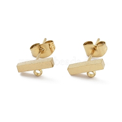 304 Stainless Steel Stud Earring Finding, Real 18K Gold Plated, Cuboid, 4.5x10mm, Hole: 1.5mm, Pin: 0.5mm(STAS-Z091-01G-02)