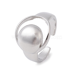 Brass Adjustable Rings, Round, Platinum, US Size 8 1/2(18.5mm)(RJEW-K257-83P)