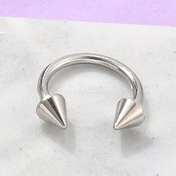 Stainless Steel Nose Septum Rings, Nose Studs, Circular/Horseshoe Barbell with Double Pointed Ends, Stainless Steel Color, 10x10.5x3mm, Inner Diameter: 8mm, Pin: 1mm(AJEW-TAC0017-01P)