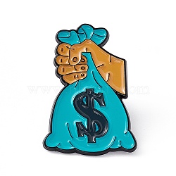 Dollar Money Enamel Pin, Alloy Brooch for Backpack Clothes, Bag Pattern, 30x21x1.5mm, Pin: 1.2mm(JEWB-A005-10-09)