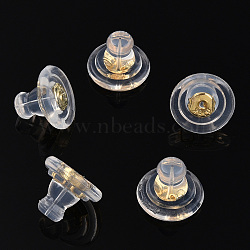 Silicone Cover Ear Nuts, Earring Backs, with Real 18K Gold Plated Brass Findings, for Stud Earring Making, Clear, 7.5x9.5x9.5mm, Hole: 0.7mm(SIL-T003-01G)