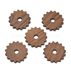 Walnut Wood Pendants, Gear Charm, Camel, 23.5x2.5mm, Hole: 4.5mm(WOOD-F013-18)