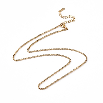 201 Stainless Steel Rolo Chain Necklace for Men Women, Real 18K Gold Plated, 17.72 inch(45cm)