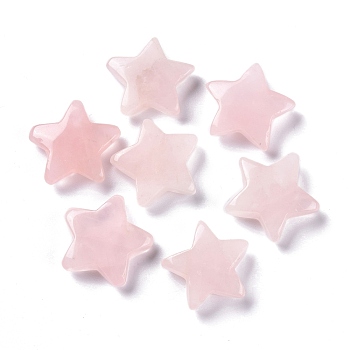 Natural Rose Quartz Beads, No Hole/Undrilled, for Wire Wrapped Pendant Making, Star, 29.5x31x9mm