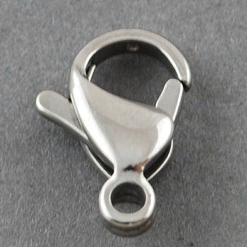 304 Stainless Steel Lobster Claw Clasps, Parrot Trigger Clasps, Manual Polishing, 11x7x3.5mm, Hole: 1mm