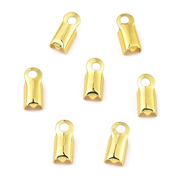 Brass Folding Crimp Ends, Cord Ends, Golden, 9.5x4.5x3mm, Hole: 1.8mm, Inner Diameter: 6.5x3.5mm