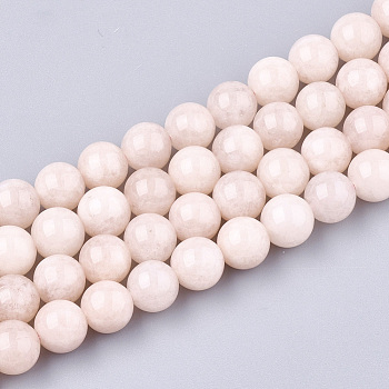 Natural Quartz Beads Strands, Round, Dyed, Pink, 8mm, Hole: 1mm, about 45~47pcs/strand, 14.1 inch~14.9 inch