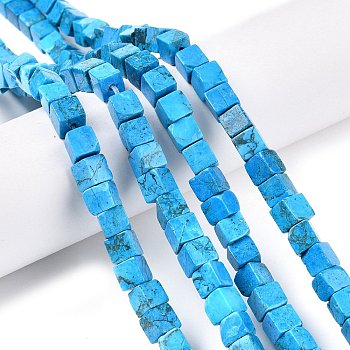 Natural Turquoise Beads Strands, Cube, 6~7x6~6.5x6~6.5mm, Hole: 1mm, about 60~61pcs/strand, 15~15.366''(38.1~39cm)