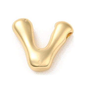 Brass Pendant, Real 18K Gold Plated, Letter V, 19.5x21x6.6mm, Hole: 3x2.2mm